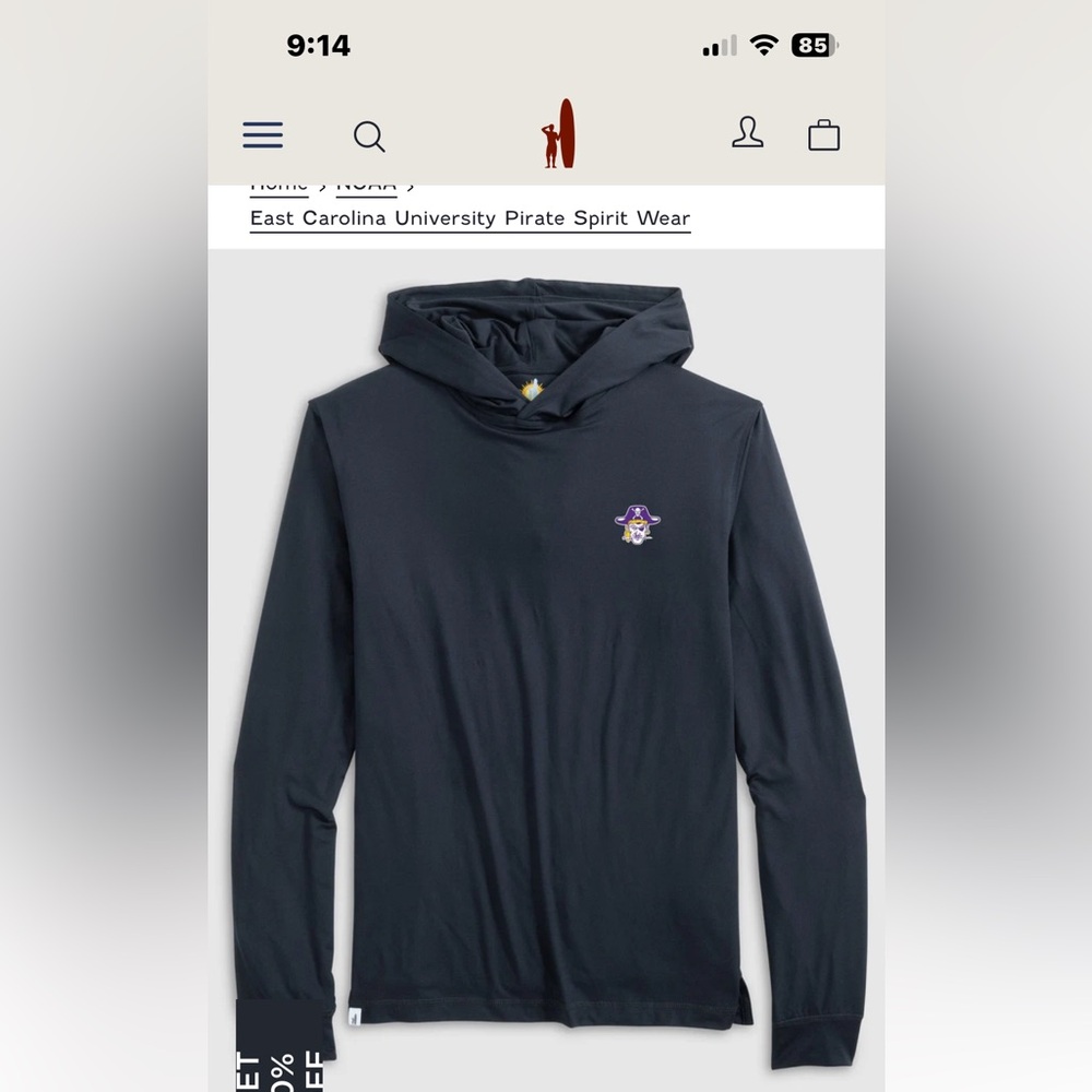 Featherweight performance hoodie by Johnny O with  East Carolina Pirate Logo